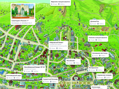 Санаторий «Россия» Кисловодск — карта расположения
